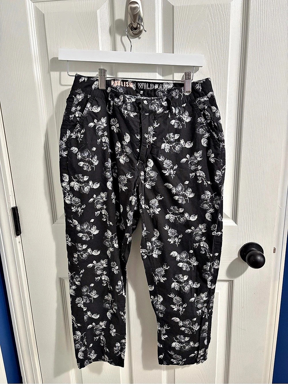 Publish x Wildfang Floral Pants Black & White Waist 27